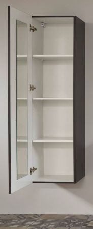 Badezimmer Hochschrank One in grau matt Lack Badschrank mit Spiegel innen 35 x 160 cm Badmbel