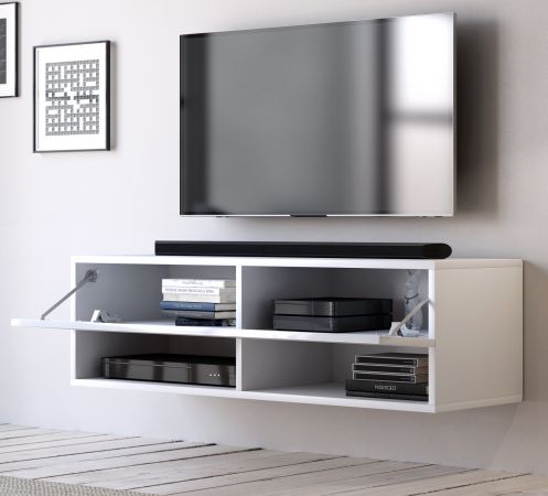 TV-Lowboard Epsom in Hochglanz wei TV-Unterteil hngend 100 x 30 cm Fernsehschrank