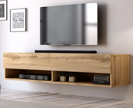 TV-Lowboard Epsom in Wotan Eiche TV-Unterteil hngend 140 x 30 cm Fernsehschrank