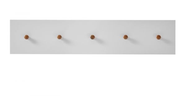 Garderobenleiste Cervo in matt wei echt Lack mit Asteiche massiv Flur Wandgarderobe 97 x 15 cm
