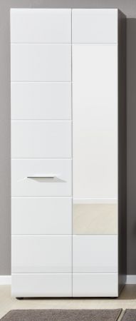 Garderobenschrank Line in Hochglanz wei und Sardegna grau Rauchsilber Garderobe 60 x 191 cm