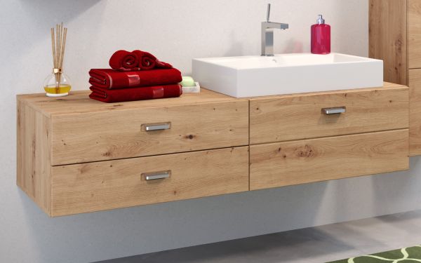 Badezimmer Waschbeckenunterschrank Beach Geo in Artisan Eiche Badschrank hngend 140 x 35 cm