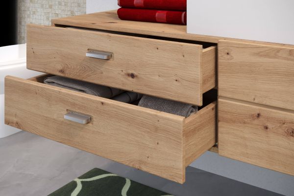 Badezimmer Waschbeckenunterschrank Beach Geo in Artisan Eiche Badschrank hngend 140 x 35 cm