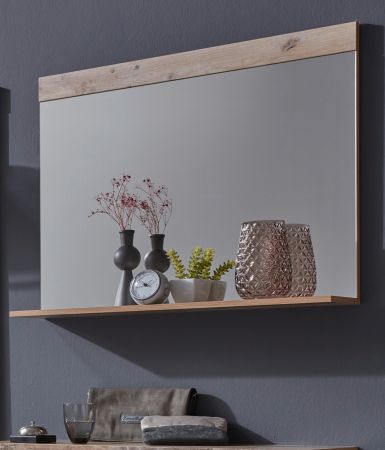 Garderobenspiegel Tailor in Shabby Used Wood hell Wandspiegel mit Ablage 90 x 69 cm Pale Wood