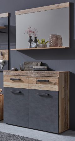 Garderobenspiegel Tailor in Shabby Used Wood hell Wandspiegel mit Ablage 90 x 69 cm Pale Wood