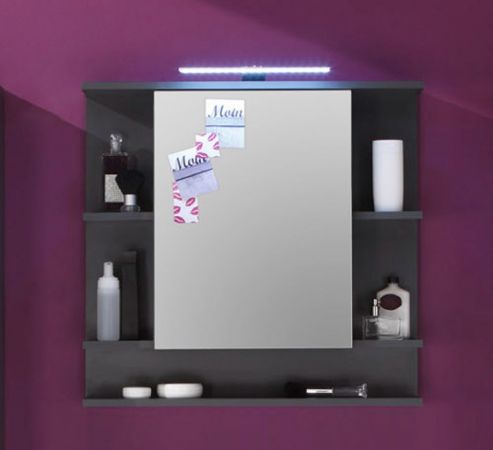 Badezimmer Spiegelschrank Tetis Grafit grau Badmbel 72 x 70 cm