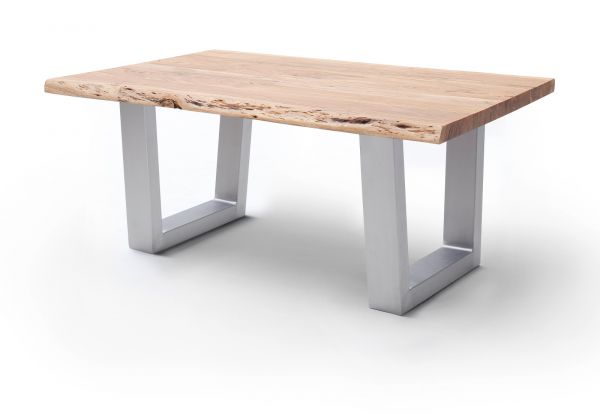 Couchtisch Cartagena in Akazie massiv lackiert Beistelltisch mit Edelstahl 110 x 70 cm Kufentisch