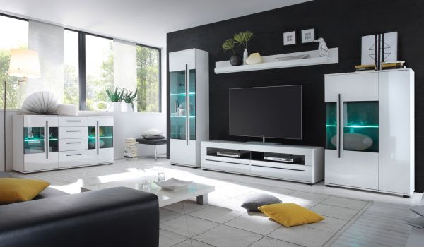 TV-Lowboard Design-D in Hochglanz wei TV-Unterteil 180 x 47 cm
