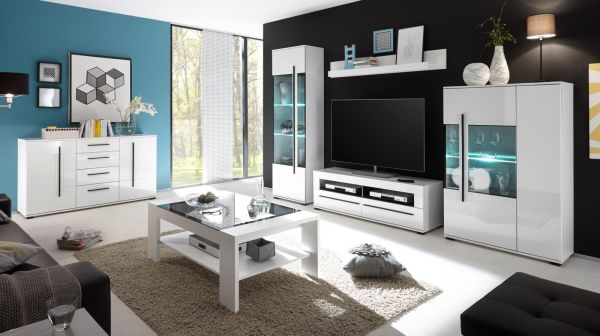 Wandboard Design-D in Hochglanz wei Wandregal 150 x 20 cm