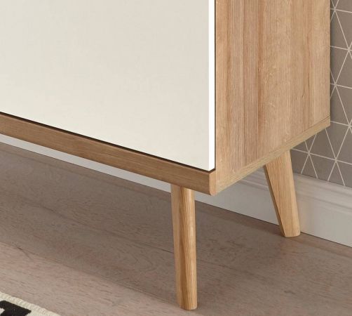 Wohnwand Helge in wei und Eiche Riviera Schrankwand skandinavisch 3-teilig 337 x 197 cm