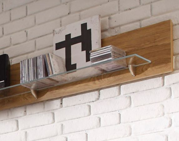 Wohnwand Hartford in Asteiche massiv gelt Schrankwand 4-teilig 350 x 201 cm
