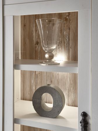 Regalschrank Rovola in Pinie wei / Oslo Pinie Landhaus Vitrine 71 x 201 cm