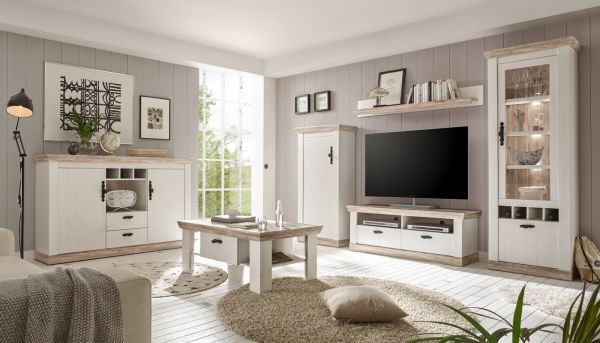 Sideboard Rovola in Pinie wei / Oslo Pinie Landhaus Kommode 168 x 104 cm
