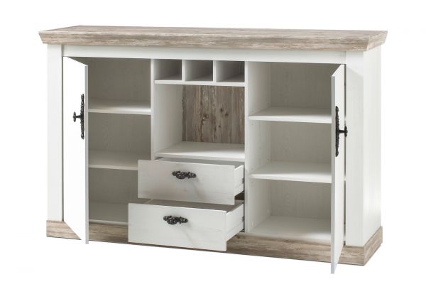 Sideboard Rovola in Pinie wei / Oslo Pinie Landhaus Kommode 168 x 104 cm