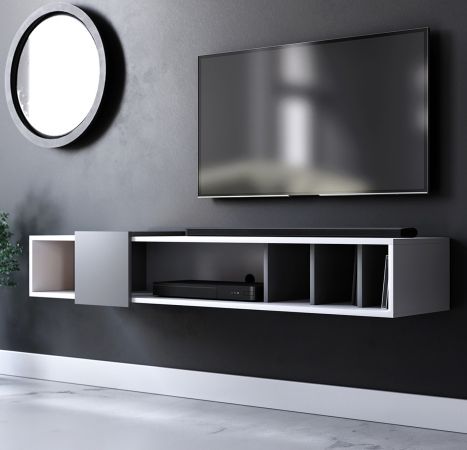 TV-Lowboard Design-T in wei und grau TV-Unterteil hngend 150 x 25 cm