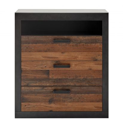 Kommode Ward in Old Used Wood Shabby Design mit Matera grau Sideboard 92 x 104 cm