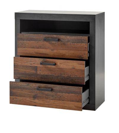 Kommode Ward in Old Used Wood Shabby Design mit Matera grau Sideboard 92 x 104 cm