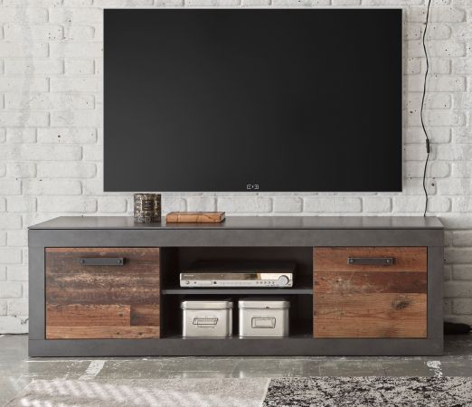 TV-Lowboard Ward in Old Used Wood Shabby Design mit Matera grau TV-Unterteil 153 x 51 cm