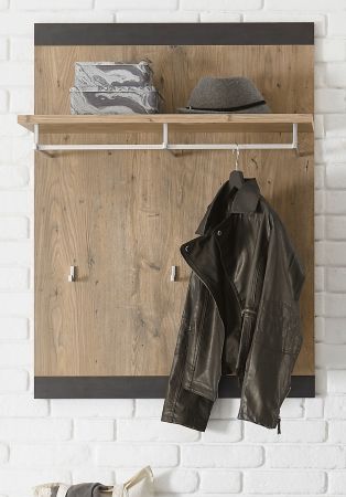 Garderobenpaneel Beveren in Kastanie und Fresco grau Flur Wandgarderobe 80 x 107 cm