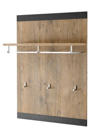 Garderobenpaneel Beveren in Kastanie und Fresco grau Flur Wandgarderobe 80 x 107 cm