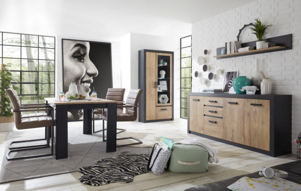 Sideboard Beveren in Kastanie und Fresco grau Kommode 153 x 88 cm