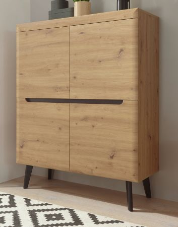 Highboard Ronson in Artisan Eiche und schwarz Anrichte skandinavisch 107 x 134 cm