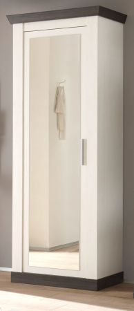 Garderobenschrank Corela in Pinie wei und Wenge Landhaus Garderobe oder groer Schuhschrank mit Spiegel 73 x 201 cm