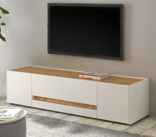 TV-Lowboard Center in wei und Wotan Eiche TV-Unterteil 170 x 40 cm