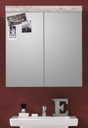 Badezimmer Spiegelschrank Cancun in Canyon Pinie wei Shabby Chic Badschrank 2-trig 72 x 79 cm
