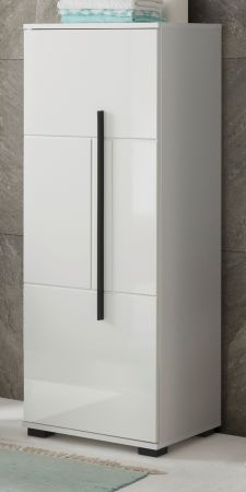 Badezimmer Midischrank Design-D in wei� Hochglanz Badm�bel Kommode 45 x 126 cm