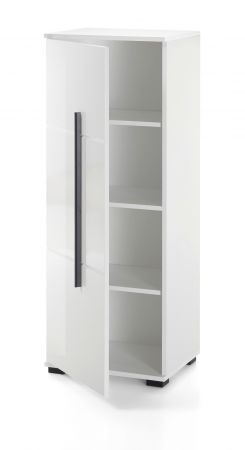 Badezimmer Midischrank Design-D in wei� Hochglanz Badm�bel Kommode 45 x 126 cm