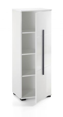 Badezimmer Midischrank Design-D in wei� Hochglanz Badm�bel Kommode 45 x 126 cm