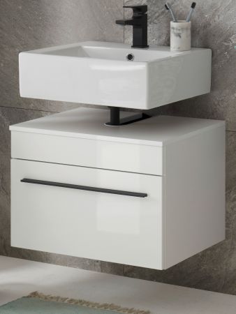 Waschbeckenunterschrank Design-D in wei� Hochglanz Badschrank h�ngend 60 x 44 cm
