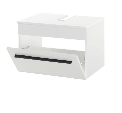 Waschbeckenunterschrank Design-D in wei� Hochglanz Badschrank h�ngend 60 x 44 cm