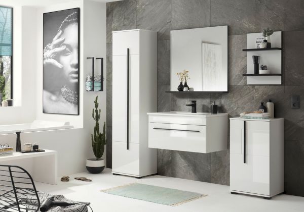 Badezimmer Hngeregal Design-D in wei und schwarz Wandregal 40 x 62 cm Regal hngend