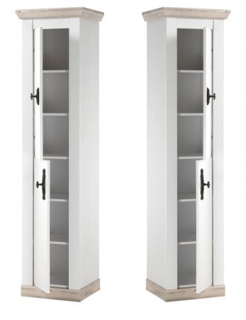 Badezimmer Hochschrank Rovola in Pinie wei / Oslo Pinie Landhaus Badschrank 42 x 200 cm