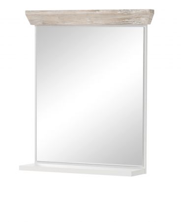 Badezimmer Spiegel Rovola in Pinie wei / Oslo Pinie Landhaus Badspiegel mit Ablage 60 x 72 cm