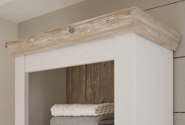 Badezimmer Badmbel Set Rovola in Pinie wei / Oslo Pinie Landhaus Badkombination 2-teilig 60 x 200 cm
