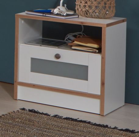 2 x Nachttisch in wei und Bramberg Fichte Nachtkommode mit Schubkasten 45 x 47 cm
