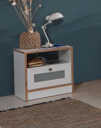 2 x Nachttisch in wei und Bramberg Fichte Nachtkommode mit Schubkasten 45 x 47 cm