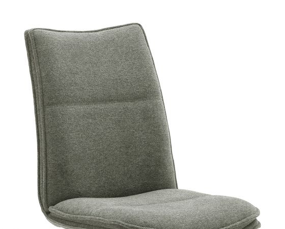 2 x Stuhl Hampton in Olive Chenille-Optik und Edelstahl Kufengestell Esszimmerstuhl 2er Set mit Komfortsitzhhe