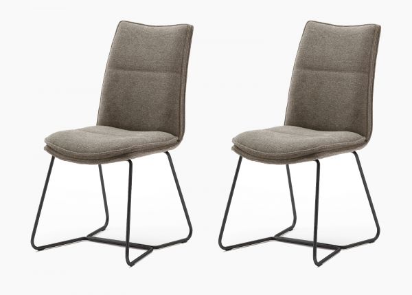 2 x Stuhl Hampton in Cappuccino Chenille-Optik und Kufengestell schwarz lackiert Esszimmerstuhl 2er Set mit Komfortsitzhhe