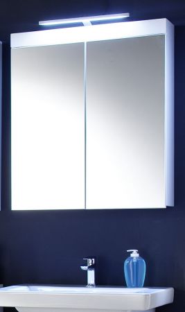 Badezimmer Spiegelschrank Amanda in Hochglanz wei 2-trig 60 x 77 cm optional mit LED Spiegellampe