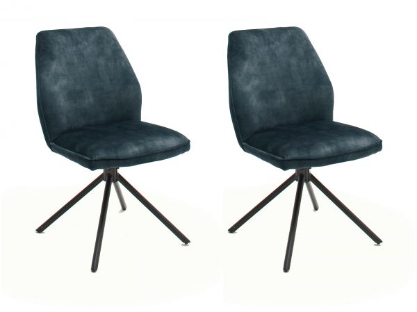2 x Stuhl Ottawa in petrol Vintage Velours-Optik Esszimmerstuhl 2er Set mit Komfortsitzhhe