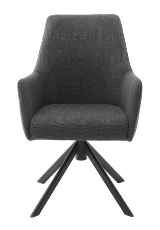 2 x Stuhl Reynosa in anthrazit Chenille-Optik 4-Fustuhl 360 drehbar Esszimmerstuhl 2er Set mit Komfortsitzhhe