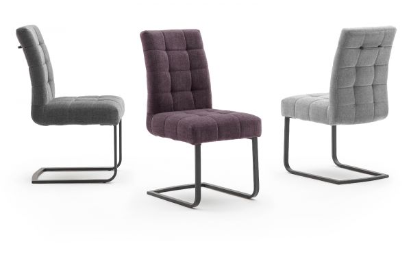 2 x Stuhl Salta in grau Chenille-Optik Freischwinger mit Komfortsitzhhe und Aqua Clean Esszimmerstuhl 2er Set