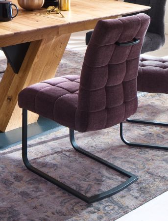 2 x Stuhl Salta in merlot Chenille-Optik Freischwinger mit Komfortsitzhhe und Aqua Clean Esszimmerstuhl 2er Set