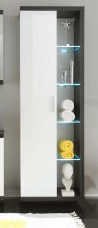 Hochschrank als Hngeschrank wei Hochglanz und grau Sardegna Rauchsilber Badschrank Sunrise 60 cm