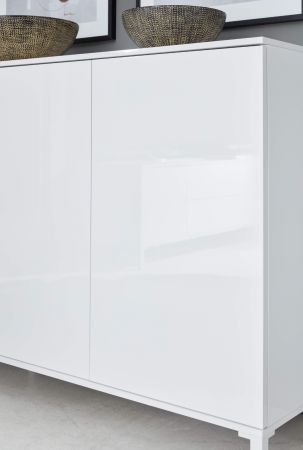 Sideboard Sheldon in wei Hochglanz Lack Kommode 130 x 84 cm