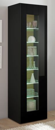 Vitrine Savanna in schwarz Hochglanz und Grandson Eiche Vitrinenschrank hngend / stehend 45 x 166 cm